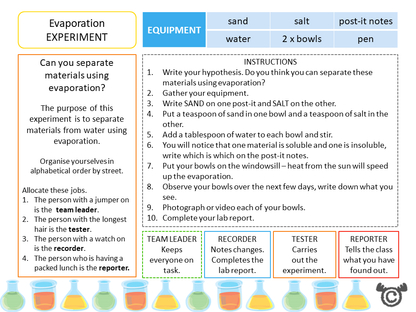 Experiment page from Materials Science pack, Second Level