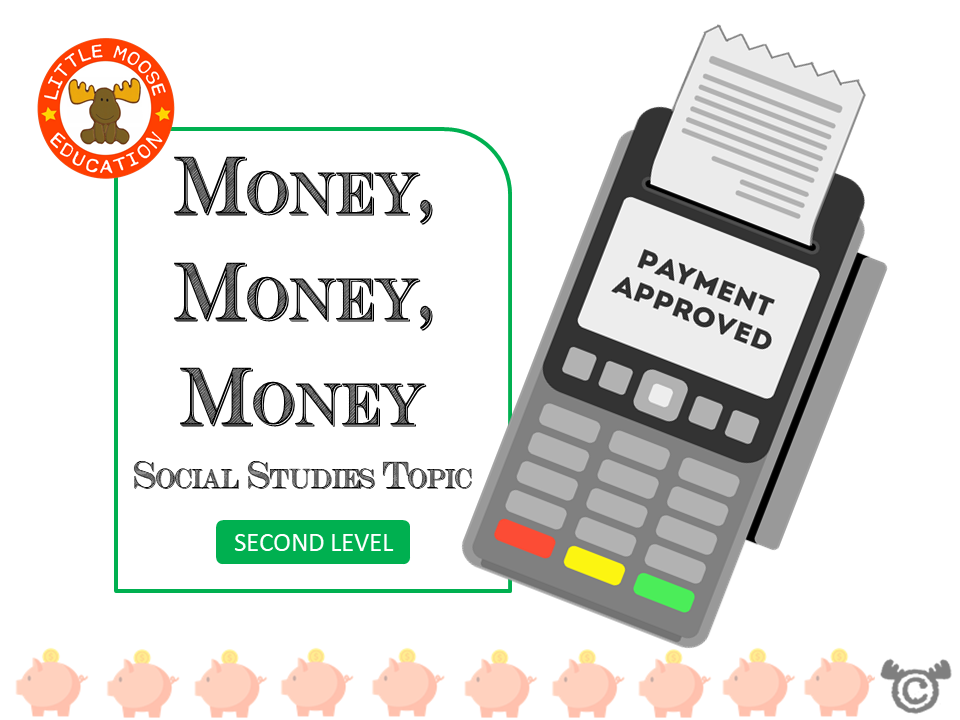 Money, Money, Money digital topic pack front cover, Social Studies Second Level, Curriculum for Excellence