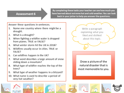 Assessment task from Natural Disasters Social Studies pack, Second Level