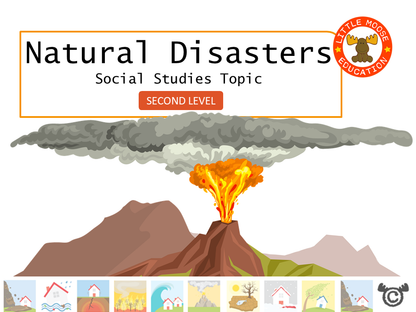 Natural Disasters digital topic pack front cover, Social Studies Second Level, Curriculum for Excellence