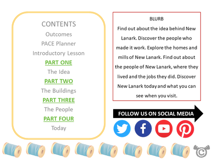 Contents page from New Lanark Social Studies pack at First Level
