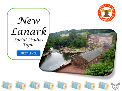 New Lanark digital topic pack front cover, Social Studies First Level, Curriculum for Excellence