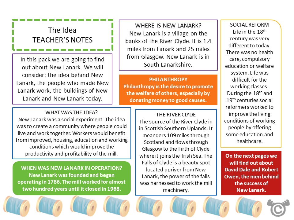 Teacher’s notes from New Lanark Social Studies pack, First Level