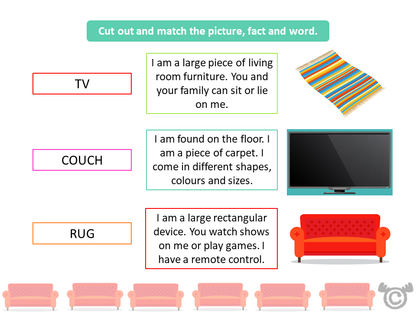 Matching activity from Our House Social Studies pack, Early Level
