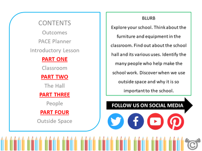 Contents page from Our School Social Studies pack at Early Level