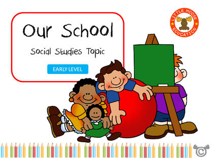 Our School digital topic pack front cover, Social Studies Early Level, Curriculum for Excellence