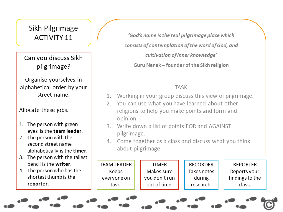 Research activity from Pilgrimage RME pack, Second Level