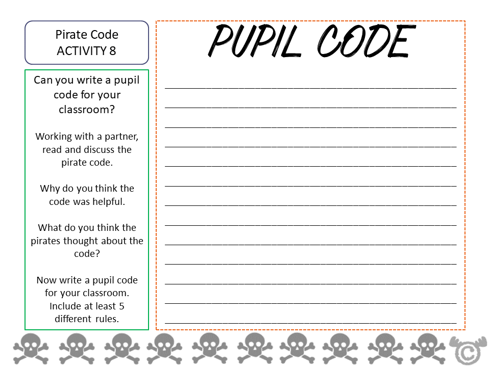 Writing activity from Pirates Social Studies pack, First Level
