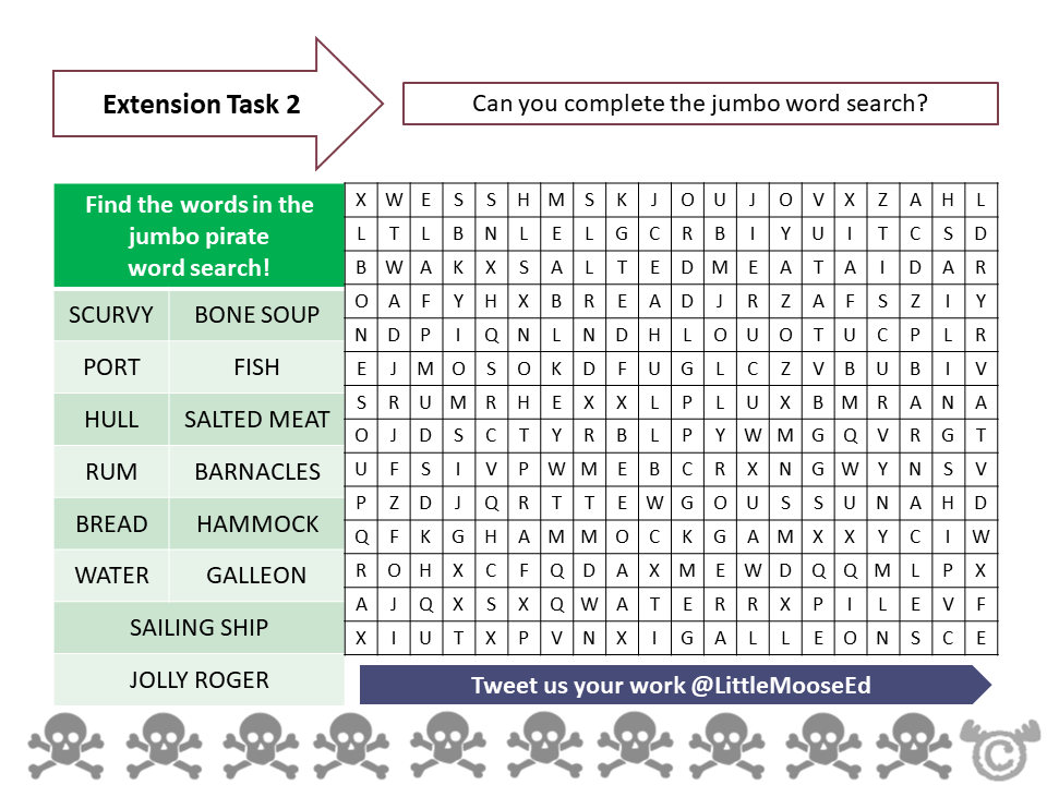Extension tasks from Pirates Social Studies pack, First Level