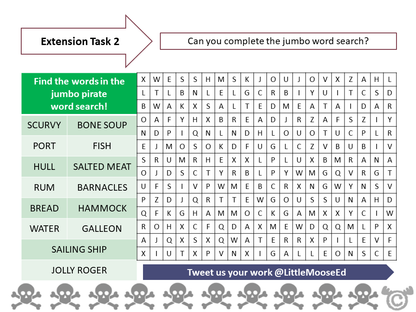 Extension tasks from Pirates Social Studies pack, First Level