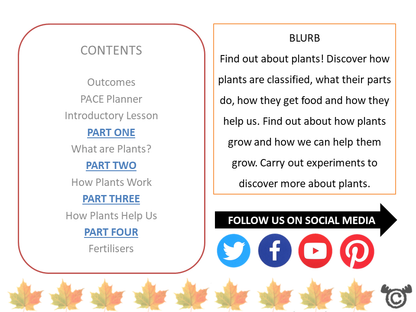 Contents page from Plants Science pack at Second Level