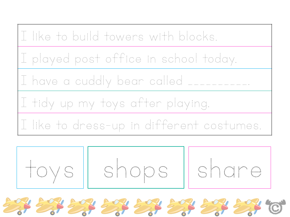 Handwriting activity from Playing Social Studies pack, Early Level