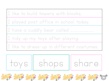 Handwriting activity from Playing Social Studies pack, Early Level