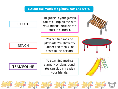 Matching activity from Playing Social Studies pack, Early Level