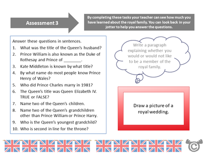 Assessment task from Queen Elizabeth II Social Studies pack, First Level