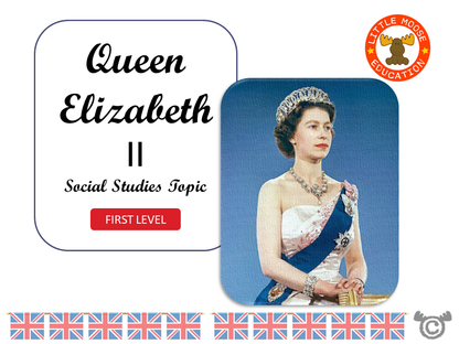 Queen Elizabeth II digital topic pack front cover, Social Studies First Level, Curriculum for Excellence