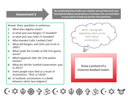 Assessment from Religion in Scotland RME pack, Second Level