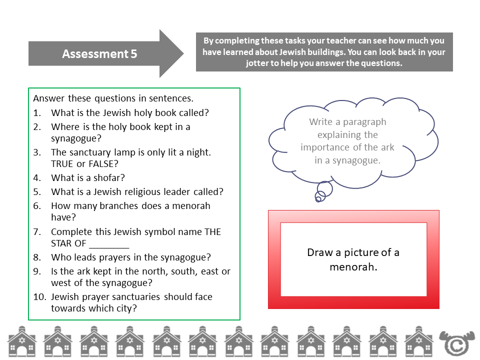Assessment task from Religious Buildings RME pack, Second Level