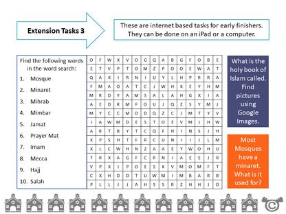 Extension tasks from Religious Buildings RME pack, Second Level
