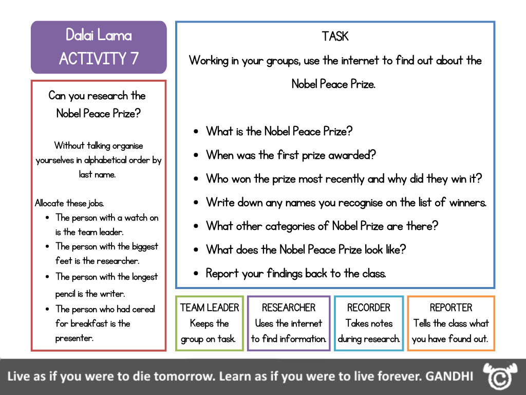 Story-based activity from Religious Leaders RME pack, Second Level