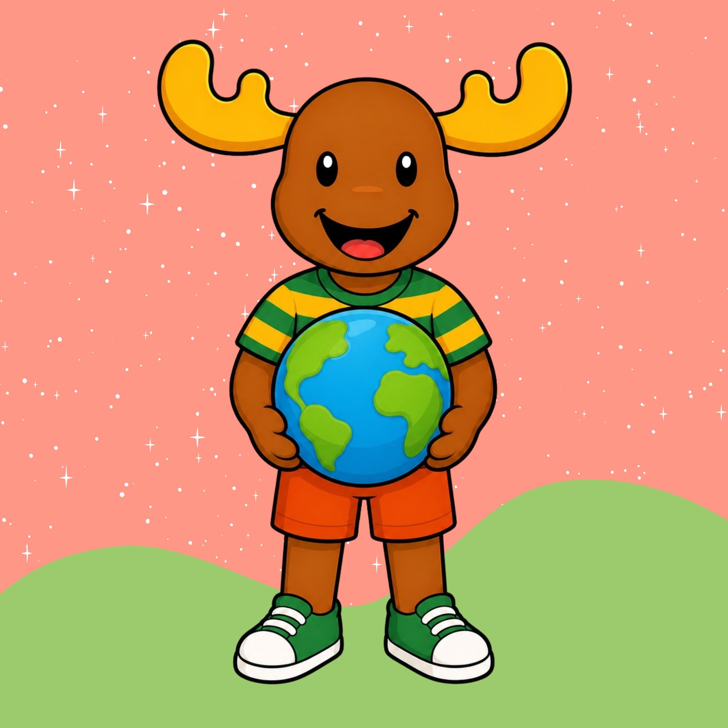Mac holding a globe for Explore RME learning resources