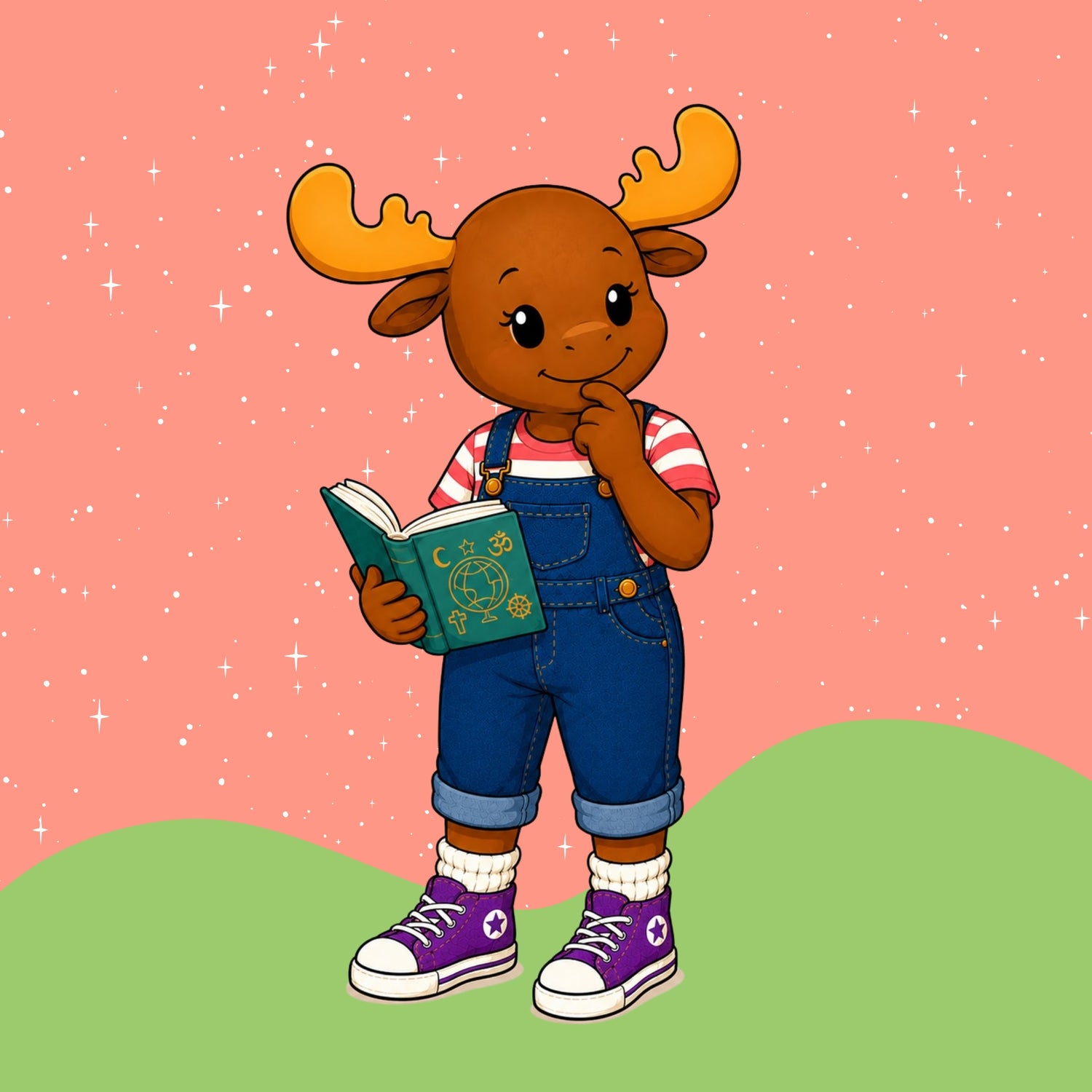 Thoughtful Macy reading a book for First Level RME learning