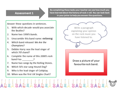 Assessment task from Rock Band Social Studies pack, Second Level