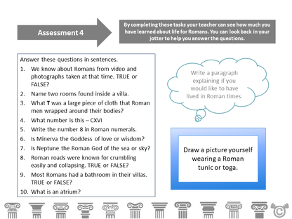Assessment task from Romans Social Studies pack, First Level