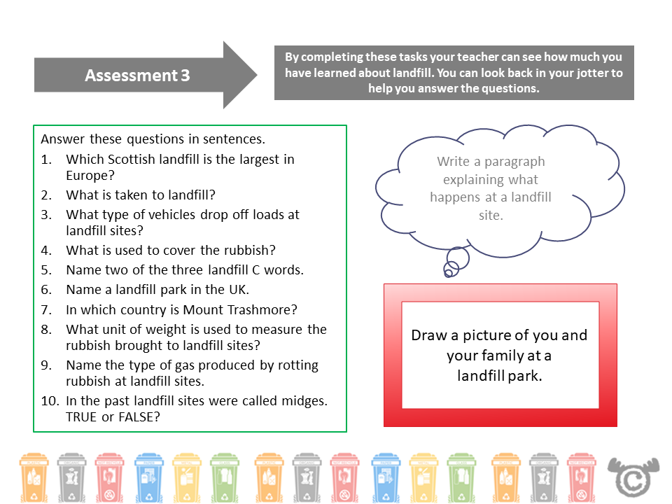 Assessment task from Rubbish Social Studies pack, First Level