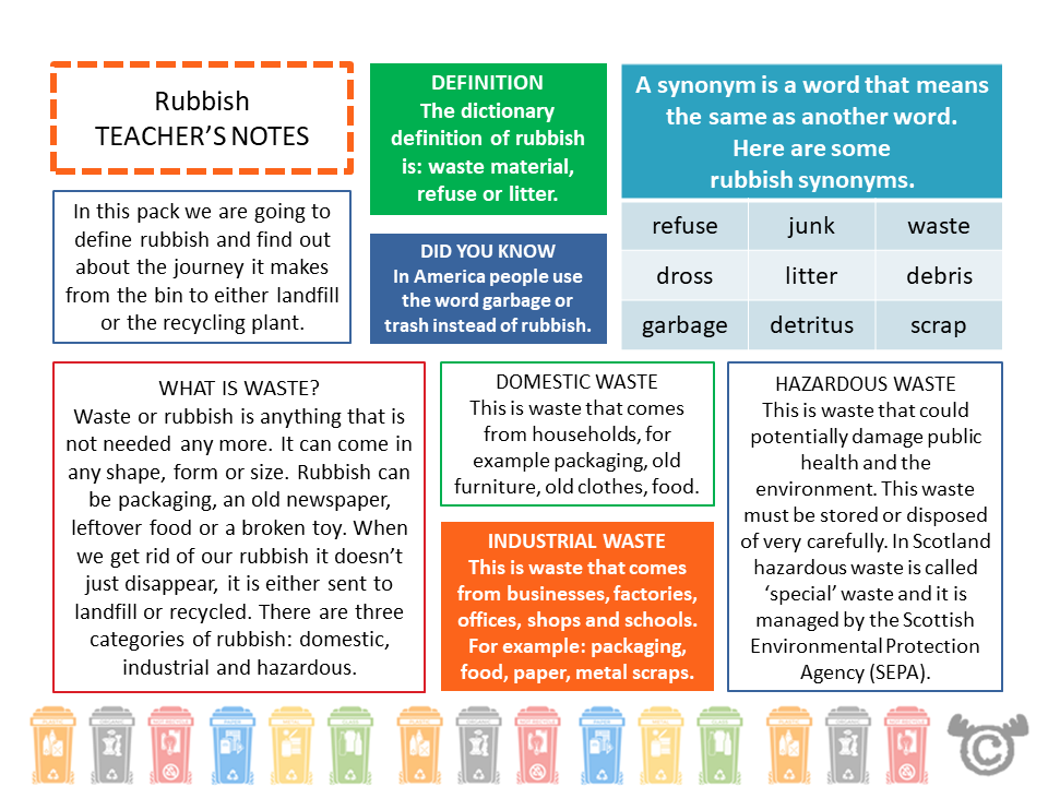 Teacher’s notes from Rubbish Social Studies pack, First Level