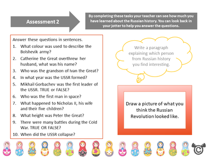 Assessment task from Russia Social Studies pack, Second Level