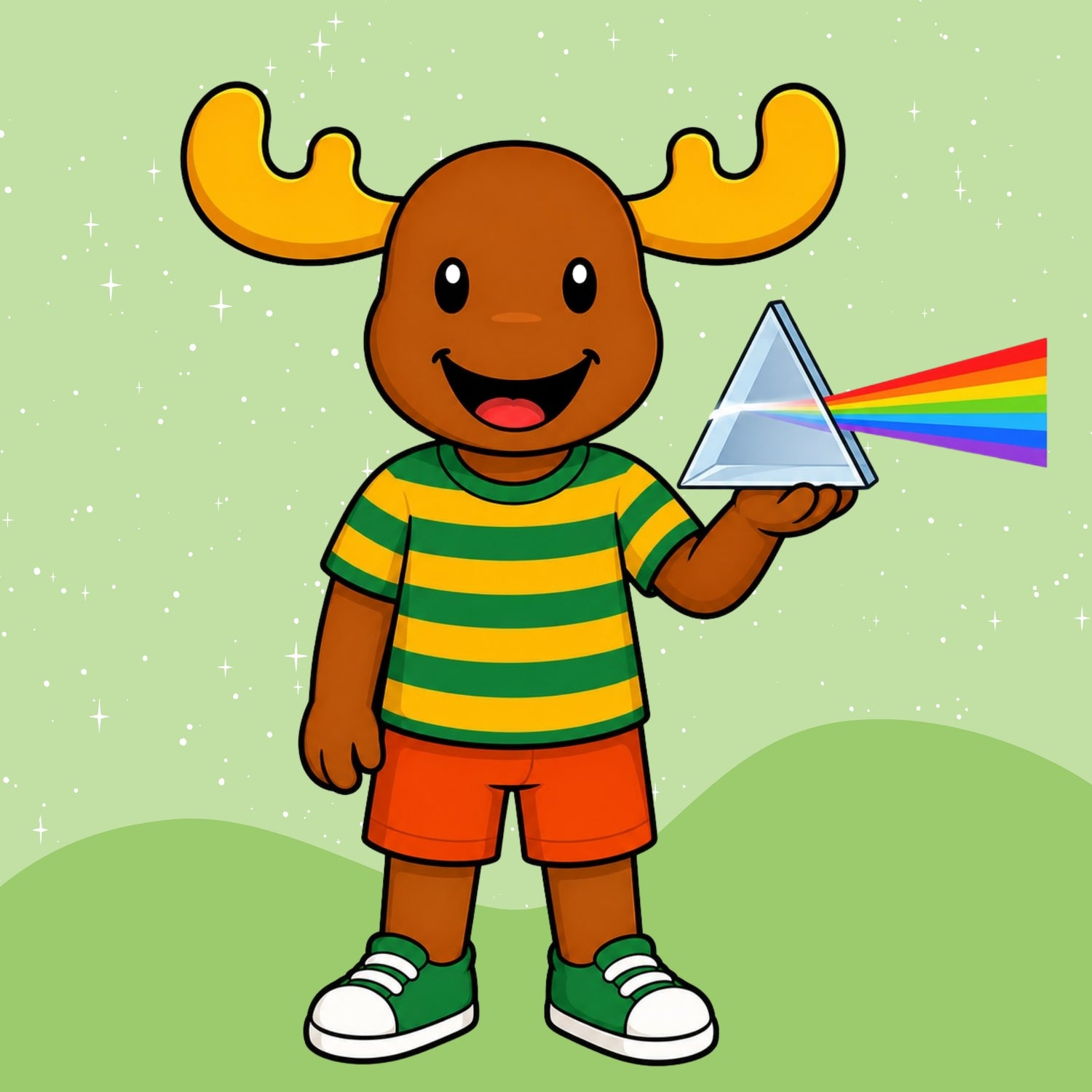 Mac exploring light and rainbows with a prism for Science learning