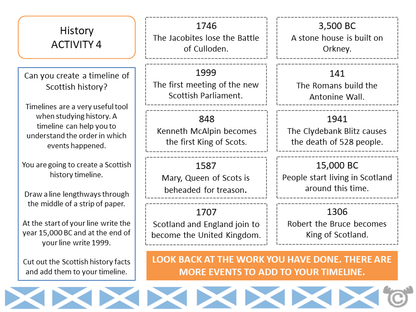 Timeline activity from Scotland Social Studies pack, First Level