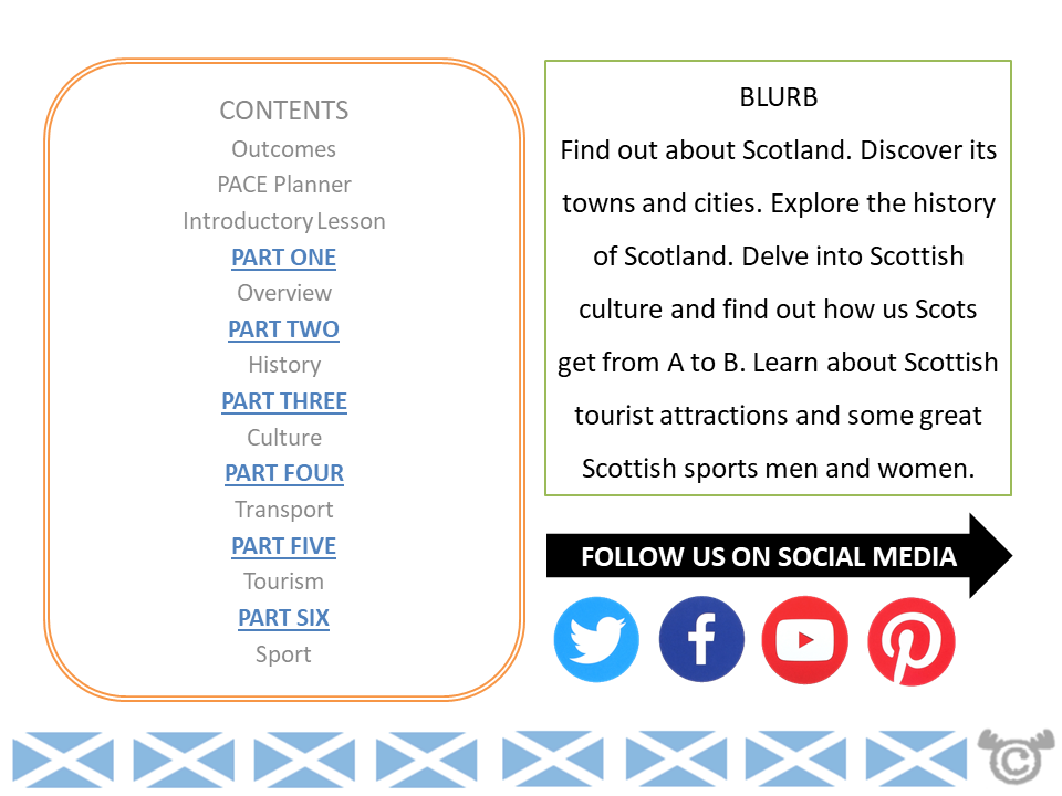 Contents page from Scotland Social Studies pack at First Level