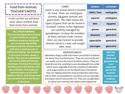 Teacher’s notes from Scottish Food Social Studies pack, First Level