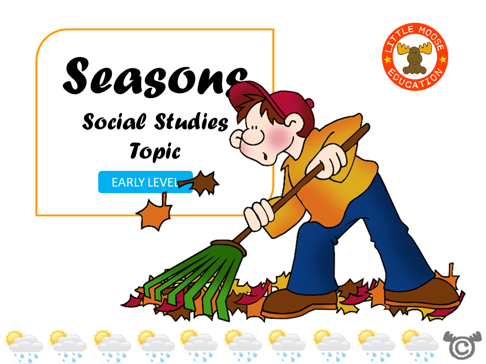 Seasons digital topic pack front cover, Social Studies Early Level, Curriculum for Excellence