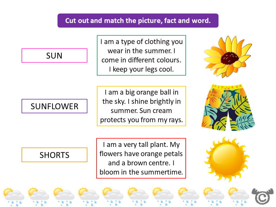 Matching activity from Seasons Social Studies pack, Early Level