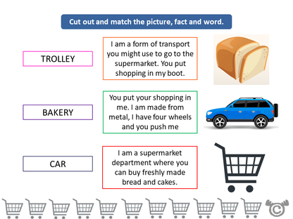 Matching activity from Shopping Social Studies pack, Early Level