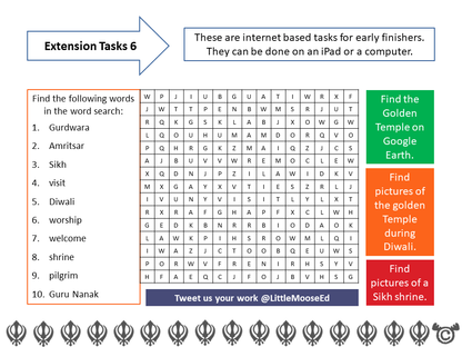 Extension tasks from Sikhism RME pack, Second Level