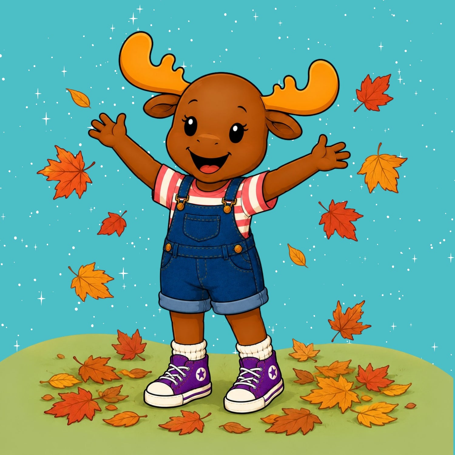Macy exploring autumn leaves for Early Level Social Studies learning