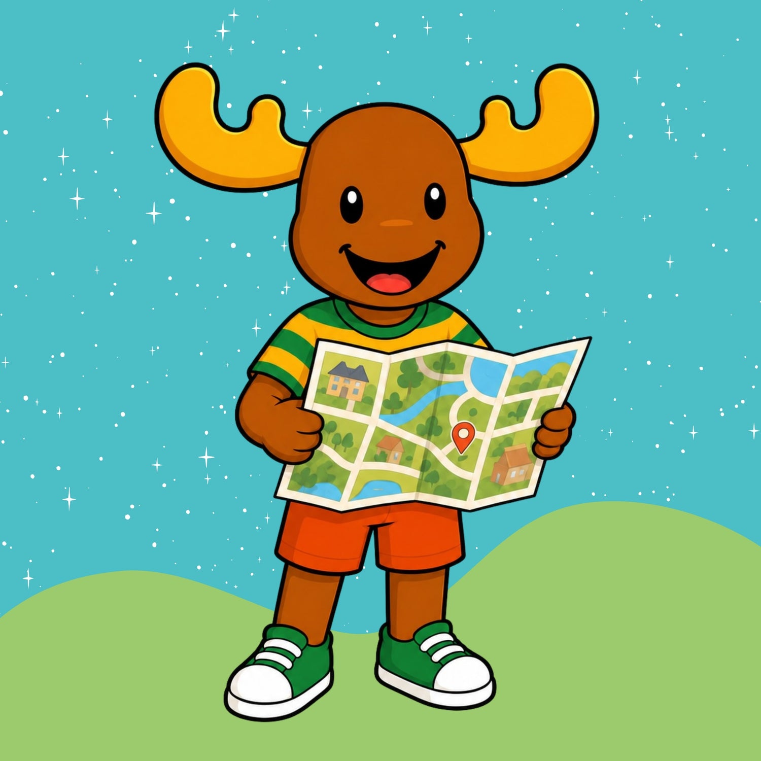 Mac reading a community map for First Level Social Studies