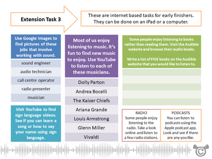 Extension tasks from Sound Science pack, Second Level