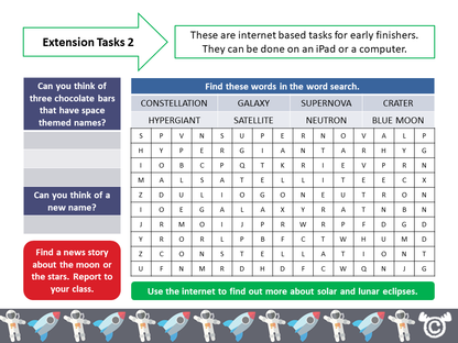 Extension tasks from Space Science pack, Second Level