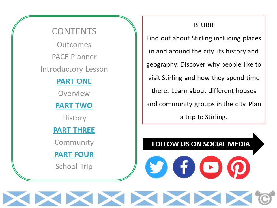 Contents page from Stirling Social Studies pack at First Level