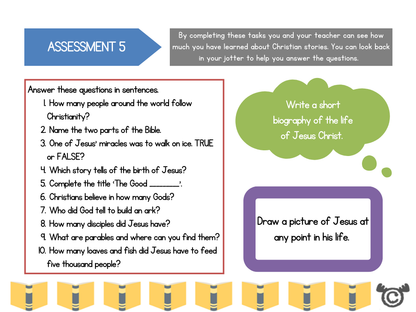 Assessment task from Stories RME pack, Second Level