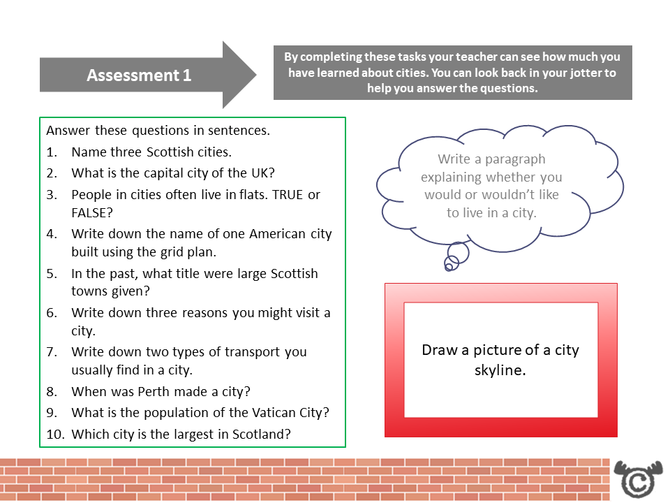 Assessment task from The Area We Live In Social Studies pack, Second Level