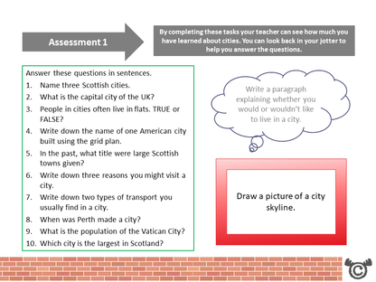 Assessment task from The Area We Live In Social Studies pack, Second Level