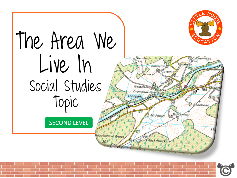 The Area We Live In digital topic pack front cover, Social Studies Second Level, Curriculum for Excellence