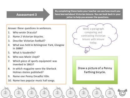 Assessment task from the Victorians Social Studies pack, Second Level