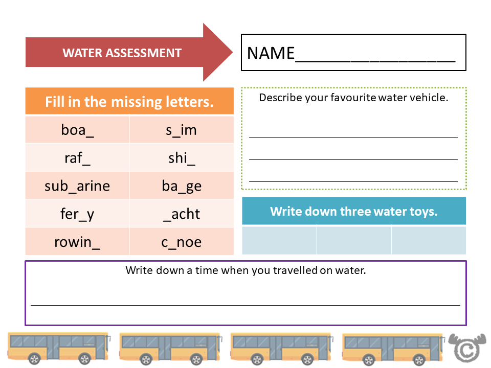 Assessment task from Transport Social Studies pack, Early Level